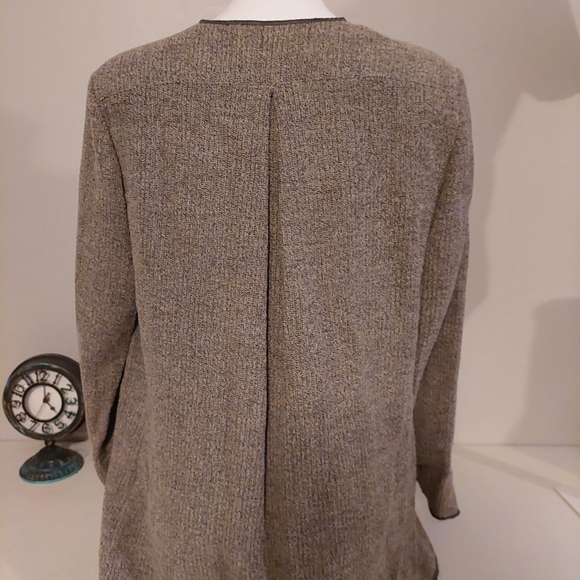 Vintage Giorgio Armani Brown Tunic Top Size 12 Chunky Virgin Wool Button Loop - Picture 3 of 12